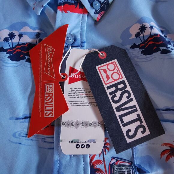 RSVLTS Mens Budweiser Regatta Have A Bud Size XL Short Sleeve Button-Down Shirt - Picture 6 of 10